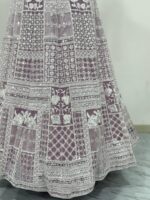 Light Purple Color Soft Butterfly Net Fabric Resham Work Lehenga