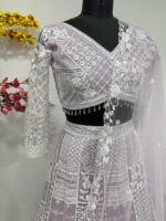 Light Purple Color Soft Butterfly Net Fabric Resham Work Lehenga