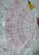 Light Purple Color Soft Butterfly Net Fabric Resham Work Lehenga