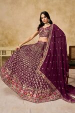 Maroon Color Georgette Fabric Sequence Embroidery Work Lehenga
