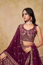 Maroon Color Georgette Fabric Sequence Embroidery Work Lehenga