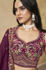 Maroon Color Georgette Fabric Sequence Embroidery Work Lehenga