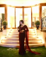 Maroon Color Georgette Fabric With Sequence Work Saree