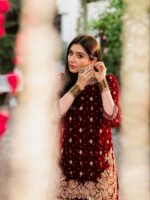 Maroon Color Viscose Velvet Fabric Pearl Work Palazzo Suit