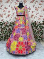 Multi Color Faux Georgette Fabric Sequence Work Lehenga