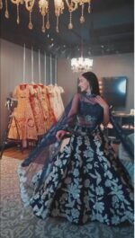 Navy Blue Color Kasturi Silk Georgette Fabric Sequence Work Lehenga