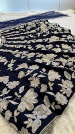 Navy Blue Color Kasturi Silk Georgette Fabric Sequence Work Lehenga