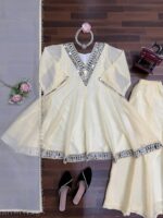 Off White Color Cosmos Fabric Real Mirror Work Palazzo Set