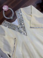 Off White Color Cosmos Fabric Real Mirror Work Palazzo Set