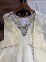 Off White Color Cosmos Fabric Real Mirror Work Palazzo Set