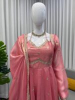 Peach Color Fendi Silk Fabric Sequence Work Anarkali Suit