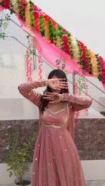 Peach Color Fendi Silk Fabric Sequence Work Anarkali Suit