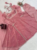 Peach Color Fendi Silk Fabric Sequence Work Anarkali Suit
