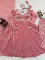 Peach Color Fendi Silk Fabric Sequence Work Anarkali Suit