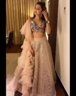 Peach Color Kasturi Silk Fabric Sequence Work Lehenga