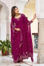Pink Color Faux Georgette Fabric Sequence Work Gown
