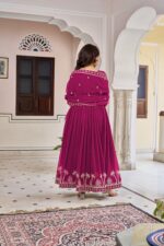 Pink Color Faux Georgette Fabric Sequence Work Gown