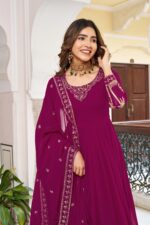 Pink Color Faux Georgette Fabric Sequence Work Gown