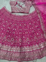 Pink Color Faux Georgette Fabric Sequence Work Lehenga