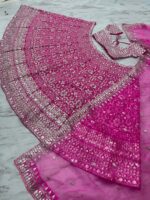 Pink Color Faux Georgette Fabric Sequence Work Lehenga