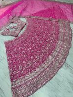 Pink Color Faux Georgette Fabric Sequence Work Lehenga
