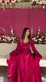 Pink Color Fendi Silk Fabric Sequence Work Anarkali Suit