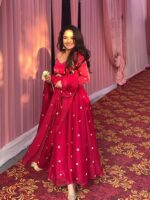 Pink Color Fendi Silk Fabric Sequence Work Anarkali Suit