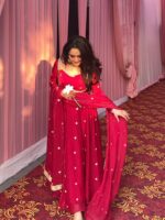 Pink Color Fendi Silk Fabric Sequence Work Anarkali Suit