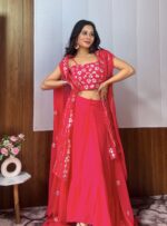 Pink Color Georgette Fabric Skirt Lehenga