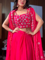 Pink Color Georgette Fabric Skirt Lehenga