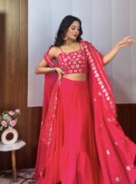 Pink Color Georgette Fabric Skirt Lehenga