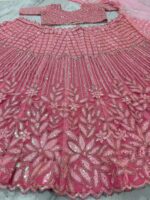 Pink Color Net Fabric Sequence Work Lehenga