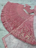 Pink Color Net Fabric Sequence Work Lehenga