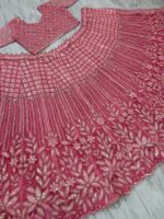 Pink Color Net Fabric Sequence Work Lehenga