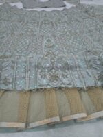 Pista Color Butterfly Soft Net Fabric Sequence Work Lehenga