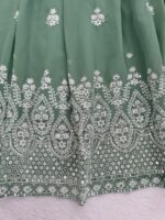 Pista Color Faux Georgette Fabric Sequence Work Lehenga