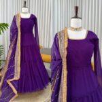 Purple Color Faux Georgette Fabric Ruffle Style Anarkali Suit