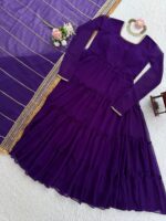 Purple Color Faux Georgette Fabric Ruffle Style Anarkali Suit
