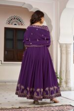 Purple Color Faux Georgette Fabric Sequence Work Gown