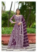 Purple Color Pure Butterfly Net Fabric Heavy Embroidery Work Suit