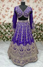 Purple Color Slub Silk Fabric Sequence Work Lehenga