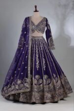 Purple Color Slub Silk Fabric Sequence Work Lehenga