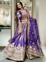 Purple Color Slub Silk Fabric Sequence Work Lehenga