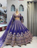 Purple Color Slub Silk Fabric Sequence Work Lehenga
