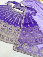 Purple Color Slub Silk Fabric Sequence Work Lehenga
