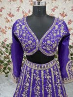 Purple Color Slub Silk Fabric Sequence Work Lehenga