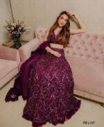 Purple Color Velvet Fabric Sequence Work Lehenga