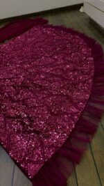 Purple Color Velvet Fabric Sequence Work Lehenga