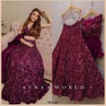 Purple Color Velvet Fabric Sequence Work Lehenga