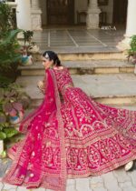 Rani Pink Color Butterfly Net Fabric Embroidery Work Bridal Lehenga